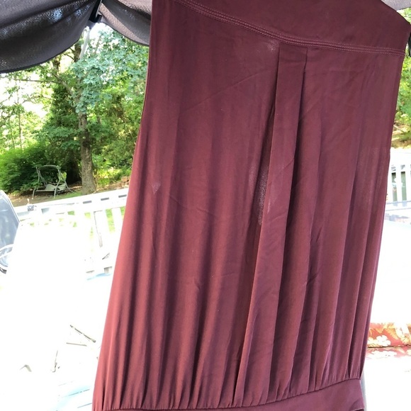 Diane Von Furstenberg DVF 12 burgundy sleeveless V-neck faux wrap semi sheer - Picture 4 of 16